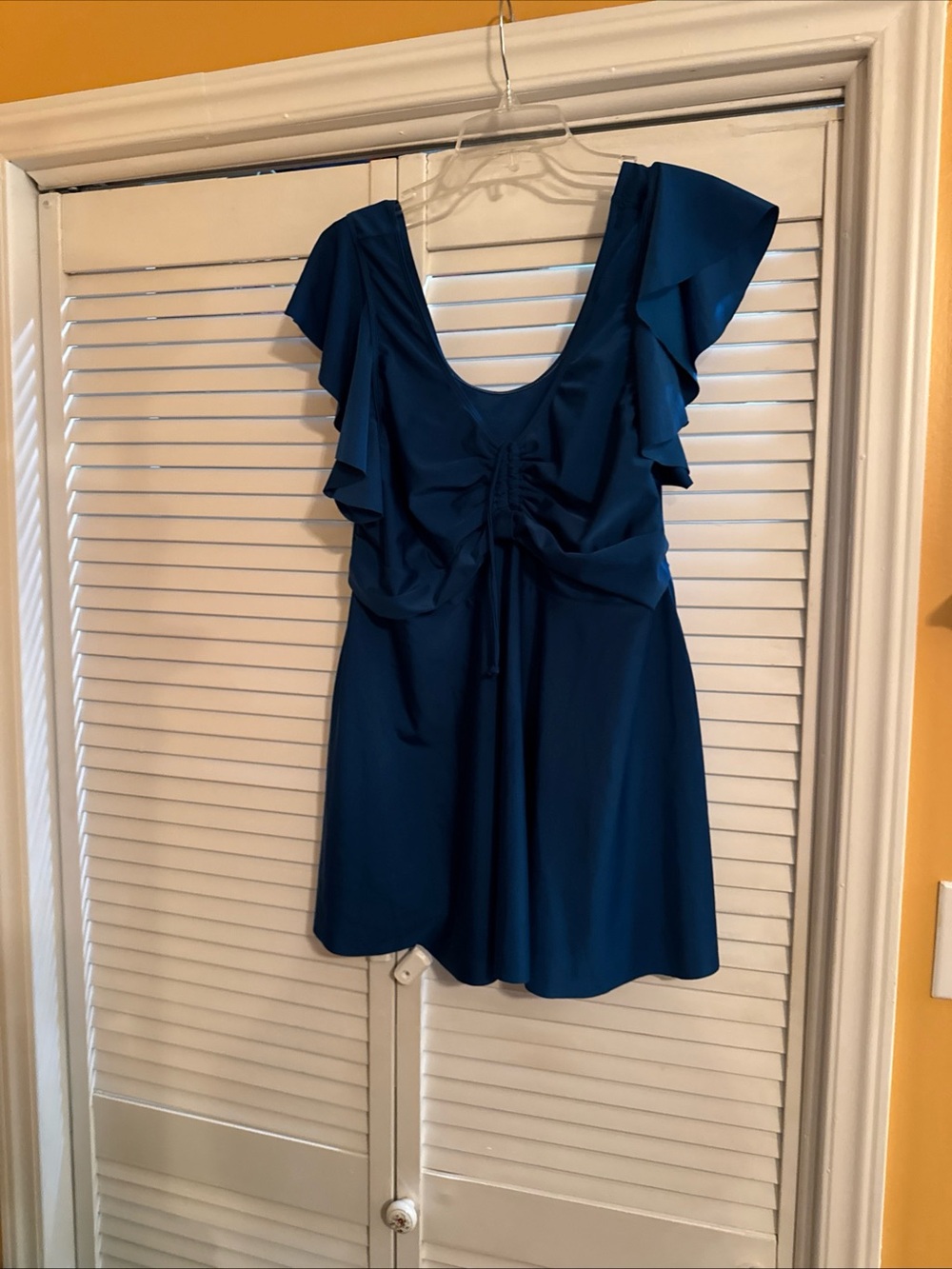 Tea Blue Ruffle-Sleeve Swim Top (TOP ONLY)